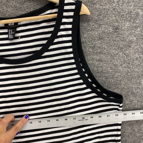 H&M Tank Women XL White Striped Sleeveless Round Neck Cotton Wide Strap Casual - Picture 7 of 9